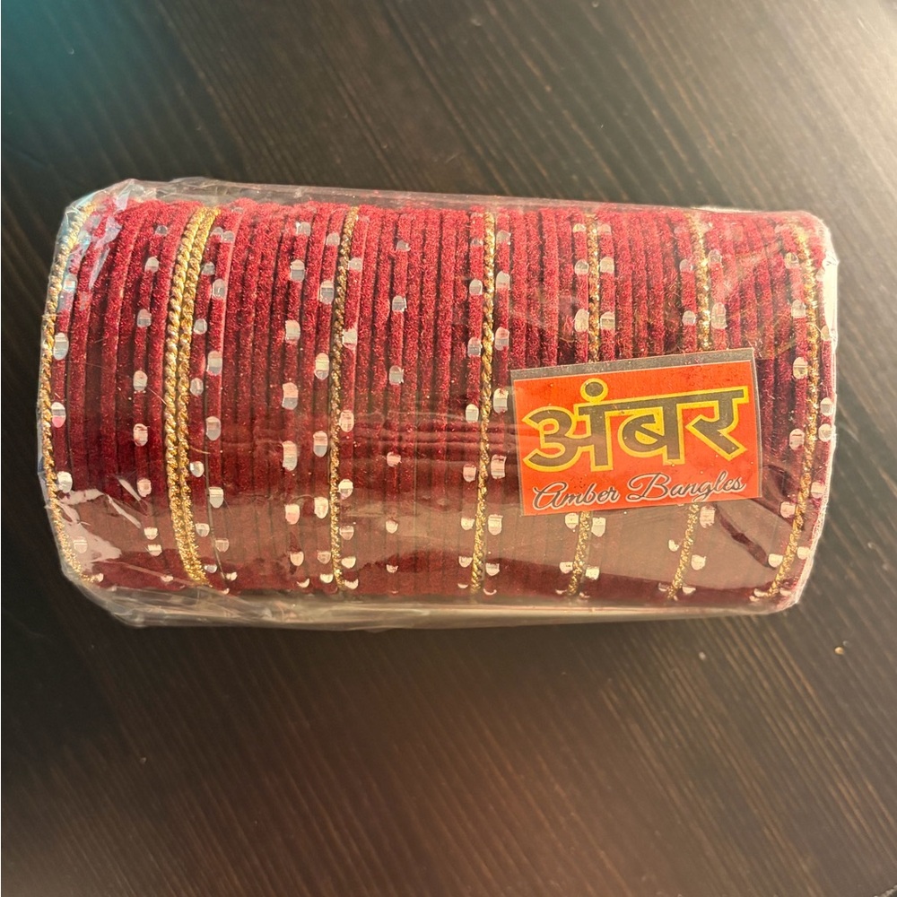 Burgundy and Gold Bangles-medium